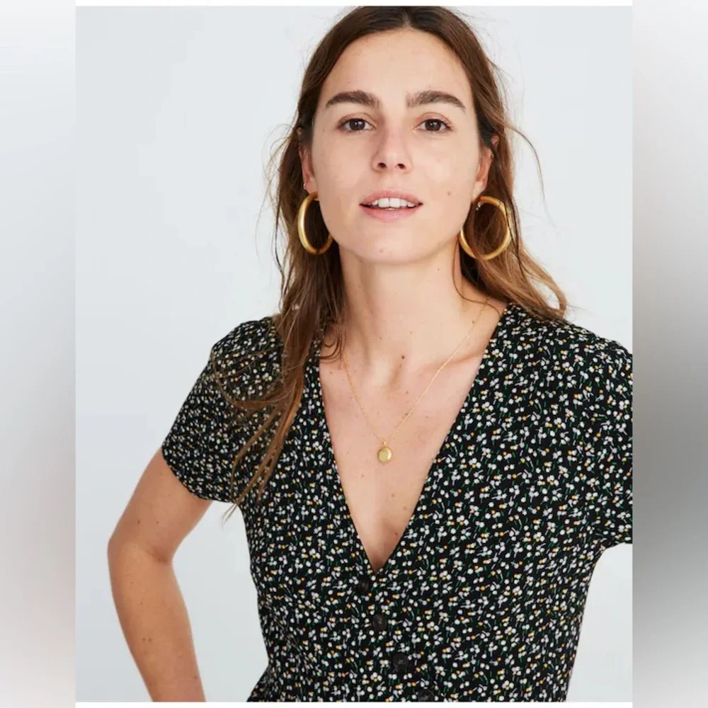 Madewell Black Floral Mini Dress - Picture 3 of 5